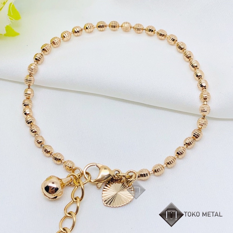 Gelang Tangan Xuping 100% Original Model Biji Lada Silver/Rosegold Lapis Emas [ Toko Metal ]