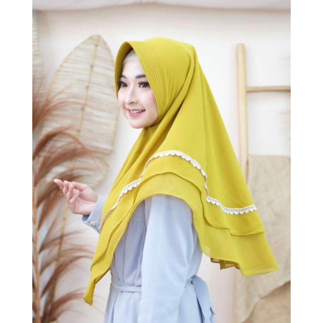 (ori rizky collection) KHIMAR PAYET RENDA CERUTY BABY DOLL DOUBLE LAYER/GROSIR JILBAB MURAH JEMBER