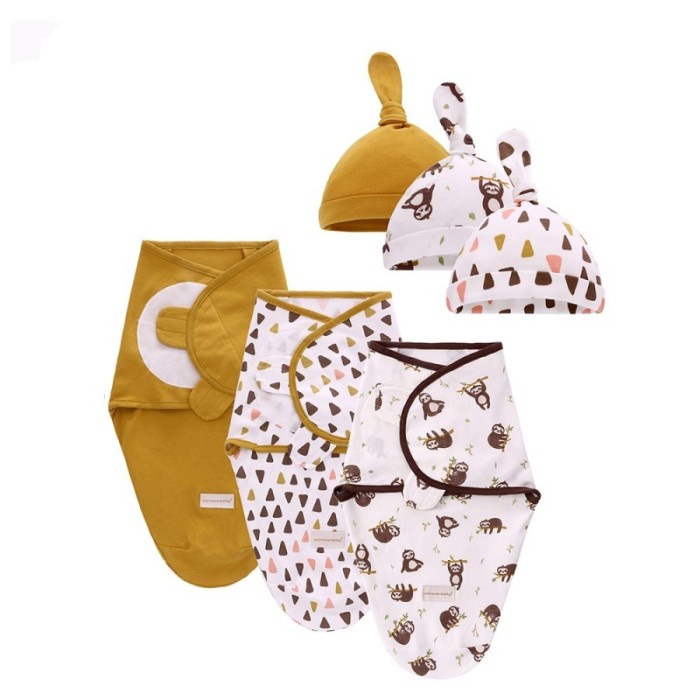 Bedong Bedong Instan Set Topi Bayi / Bedong Swaddle Wrap Bedong Tidur Bayi