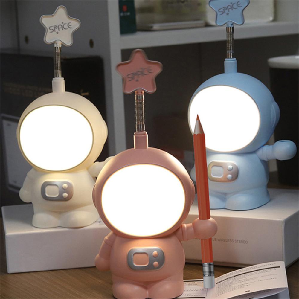 Timekey Astronot USB Rechargeable Lampu Meja LED Lampu Malam Mahasiswa Anak Kamar Tidur Membaca Meja Lampu E7K7