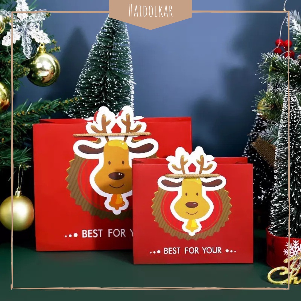 

Paper bag Natal Rudolf XL Tas Bingkisan Paper Bag Souvenir Natal Goodie Bag Kemasan