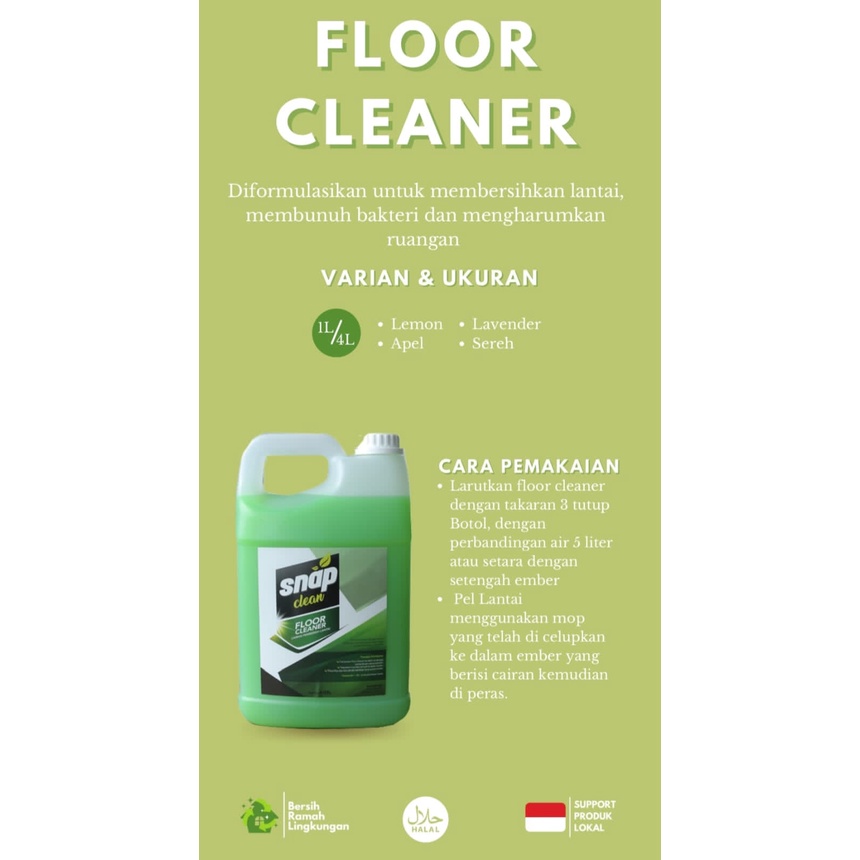 KUP - COD MURAH SNAP CLEAN - CAIRAN PEMBERSIH LANTAI (FLOOR CLEANER) 4L