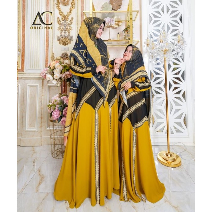 GAMIS SYAR'I QINARA( Anak / Kids ) SET HIJAB BAHAN CERUTI ARMANI PRINTING DIGITAL EPSON BY AC ORIGIN