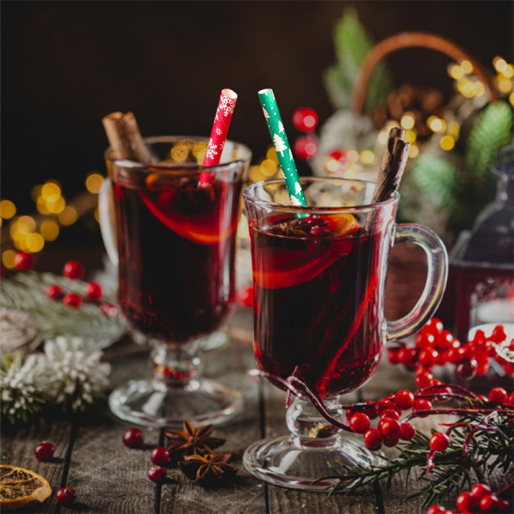Timekey 25Pcs Sedotan Kertas Natal Sekali Pakai Biodegradable Drinking Straw Xmas Dekorasi Untuk Tahun Baru Pernikahan Ulang Tahun Perlengkapan Pesta L4P4