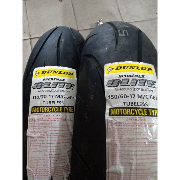 ban dunlop import Q-LITE ring 17 sepasang depan dan belakang ukuran 110-70/17 dan 150-60/17