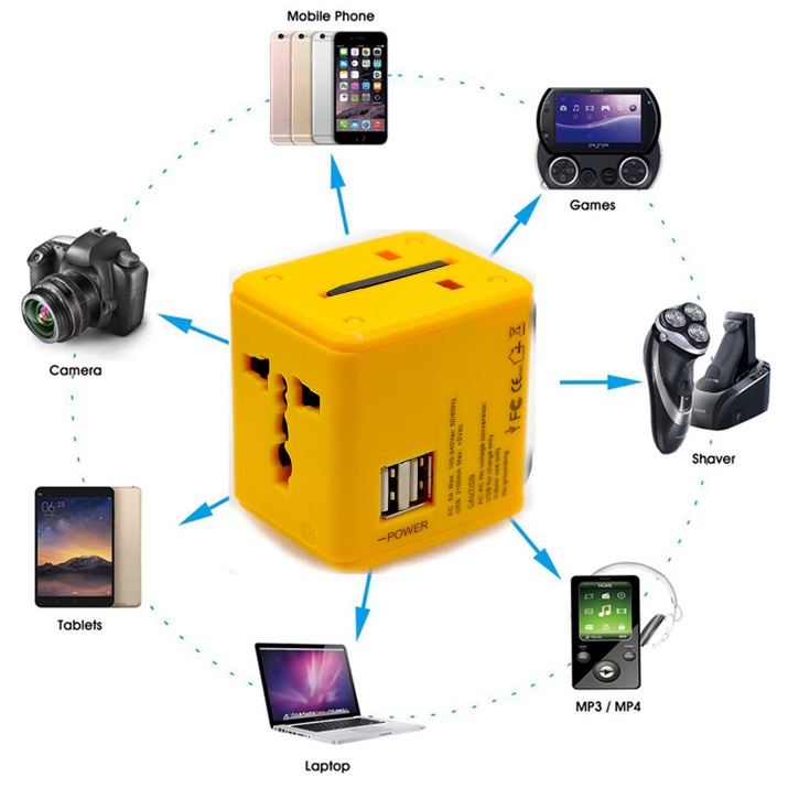 Universal Charger Adaptor Power Internasional Dengan Dual USB Port