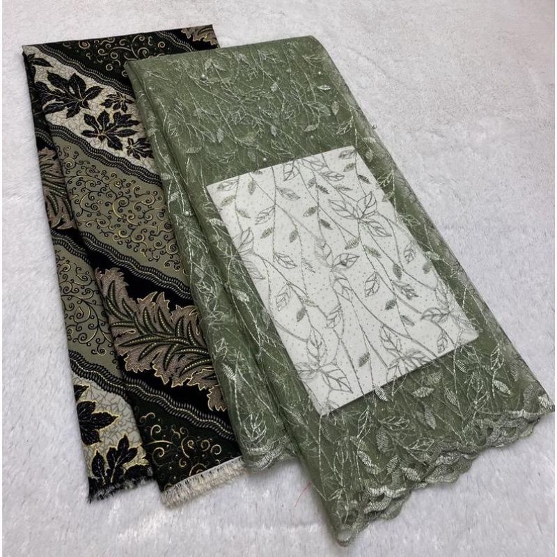 Set/Paket Kain Bridesmaid Tile Mutiara & Batik Khusus Sage Green