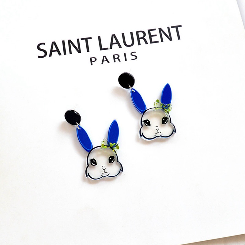 Fancyqube Korea Fashion Kelinci Lucu Statement Anting Akrilik Untuk Wanita Aesthetic Hewan Liontin Aksesoris
