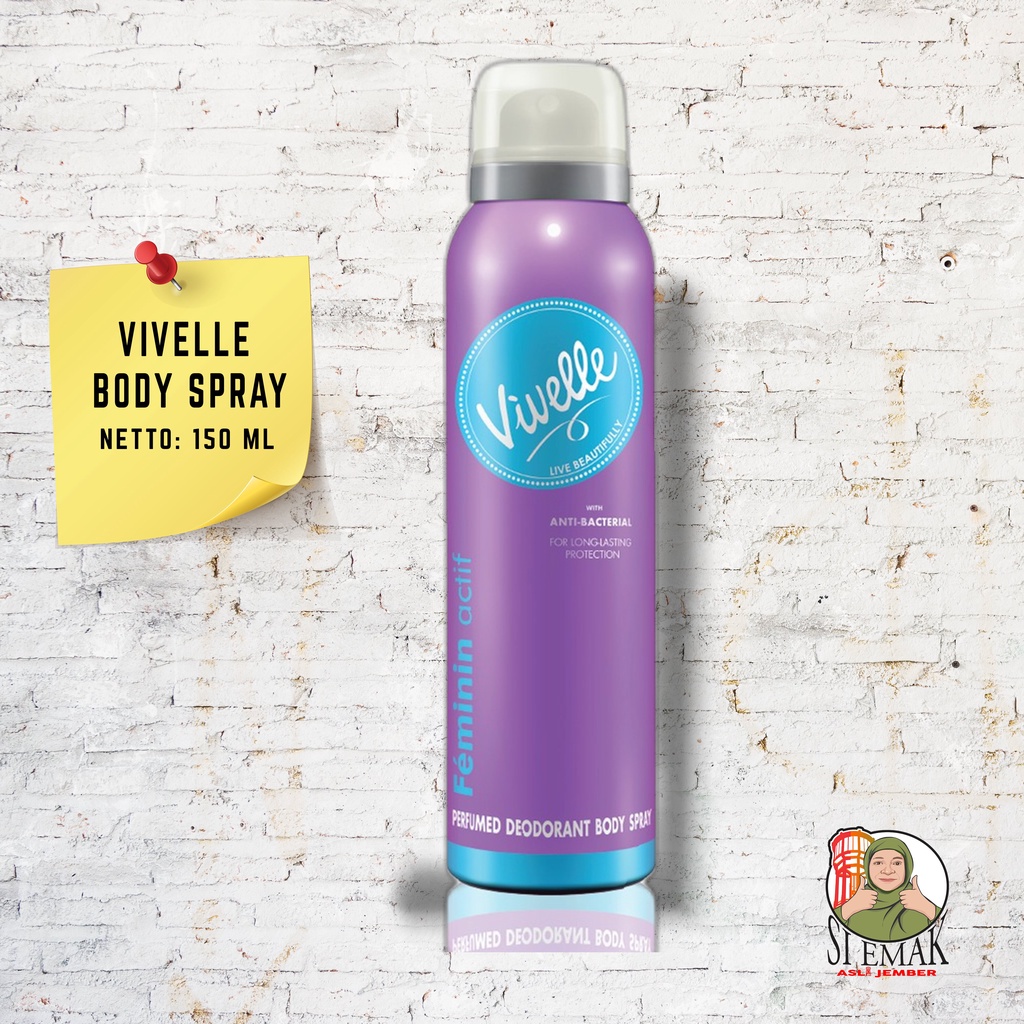 vivelle body spray deodorant perfumed with anti bacterial 150ml