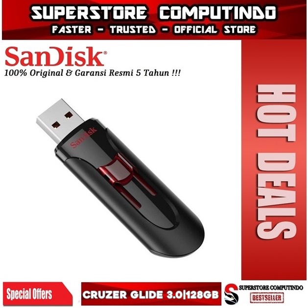 Flashdisk SanDisk Cruzer Glide USB 3.0 128GB CZ600|SanDisk CZ600 128GB