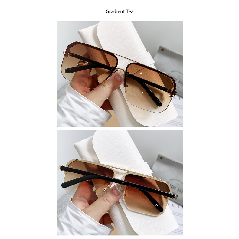 Kacamata Fashion Wanita Warna Gradien Setengah Bingkai Double Beam Shades