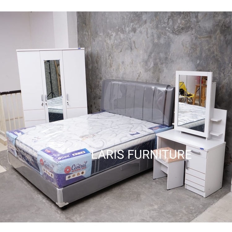 Kamar Set Springbed Central Pocket Silver plus dengan Lemari dan Meja Rias