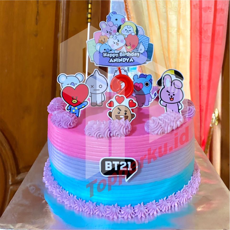 Hiasan Kue Ultah Karakter  Murah/Topper Kue Ulang Tahun Karakter BT21 || 02