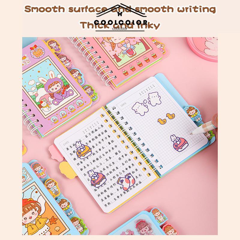 COD❤️Buku Catatan Lucu Siswa Scrapbook Coil  Buku Portabel  Dengan Stiker Di Dalamnya- cl