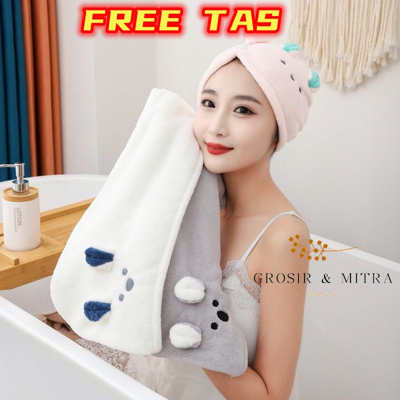 Handuk Dewasa Handuk Anak Unisex Handuk Kepala Handuk Keramas Hairtowel Bahan Lembut Perawatan Rambut Bahan Microfiber Lembut Halus Nyaman Daya Serap Tinggi Mudah Digunakan Handuk Salon Perlengkapan Kamar Mandi Make Up Hairtowel Bear