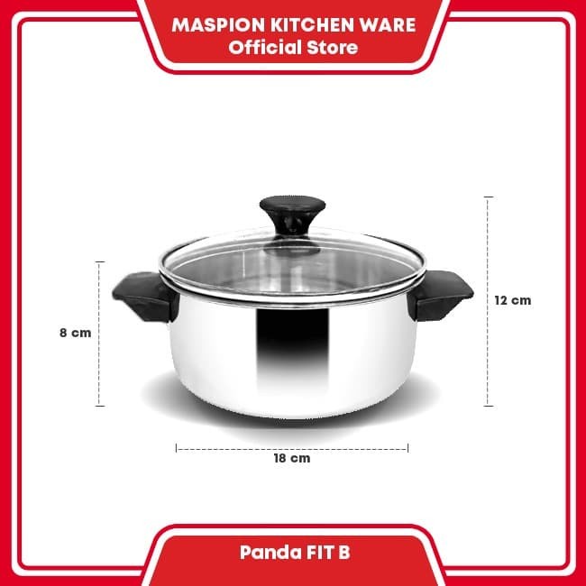 1SET Dutch Oven &amp; Frypan 18 dan 20 cm MASPION PANDA FIT B  Stainless Steel