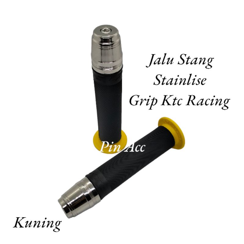 Paket Grip Variasi Ktc racing+Jalu stang Stainlise Anti karat 100% Stainlise Mio sporty Mio Smile Mio Soul Mio GT Fino Xeon Beat Scoopy Vario Dill universal motor