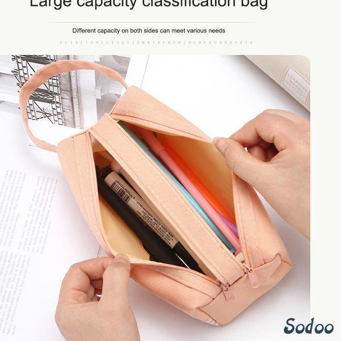 

JY7❆ Kreatif Double-layer Kapasitas Besar Tas Pena Portabel Tas Alat Tulis Ritsleting Kain Oxford Sederhana - SO Terlaku
