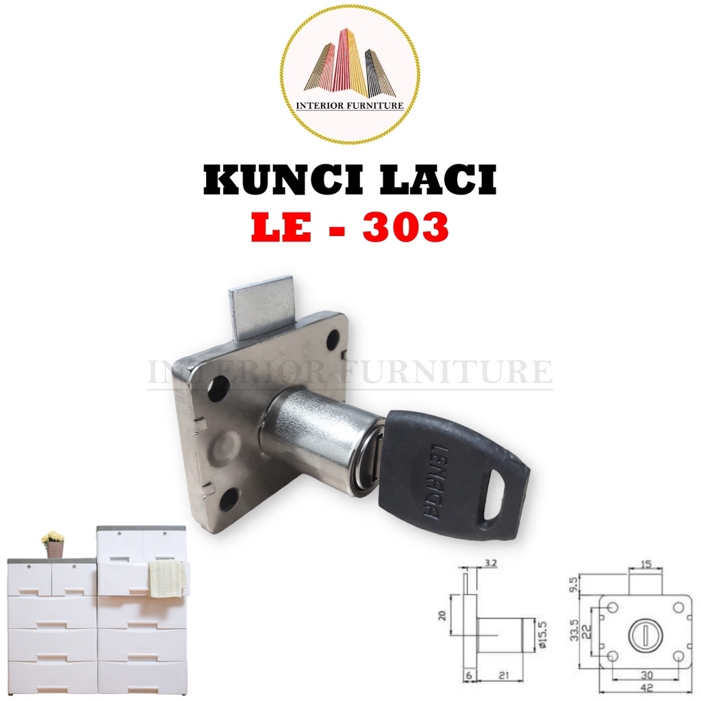 Kunci Laci Lemari Drawer Lock LE - 303 16mm Lenaga Huben / Kunci Laci murah