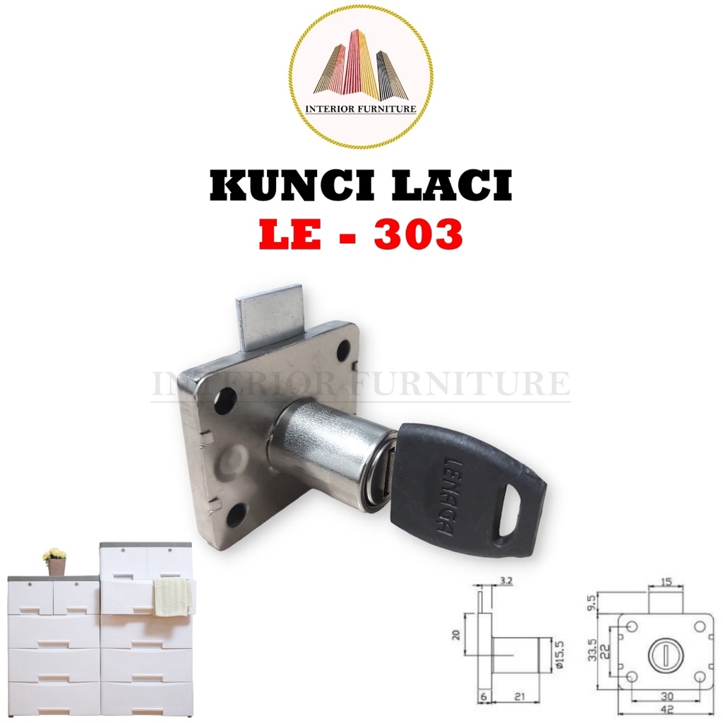 Kunci Laci Lemari Drawer Lock LE - 303 16mm Lenaga Huben Kunci Laci murah