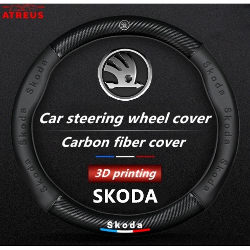 Sarung Setir Mobil Skoda Untuk Rapid Kodiaq Octavia 2 3 Fabia Karoq Superb Auto Steering Wheel Cover Pelindung Kemudi Interior Mobil Logo Printing 3D