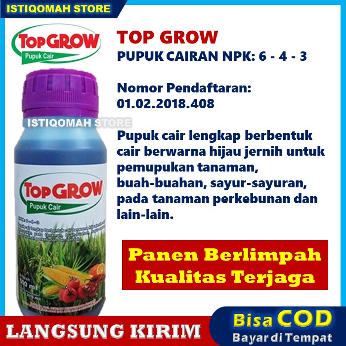 Pupuk Pelebat Bunga Dan Buah Kacang TOP GROW 500ML  Pupuk NPK Cair untuk Mempercepat Pertumbuhan Tanaman, Meningkatkan Kualitas dan Kuantitas Tanaman Sehingga Menghasilkan Buah Kacang Panjang yang Maksimal Bagus Murah