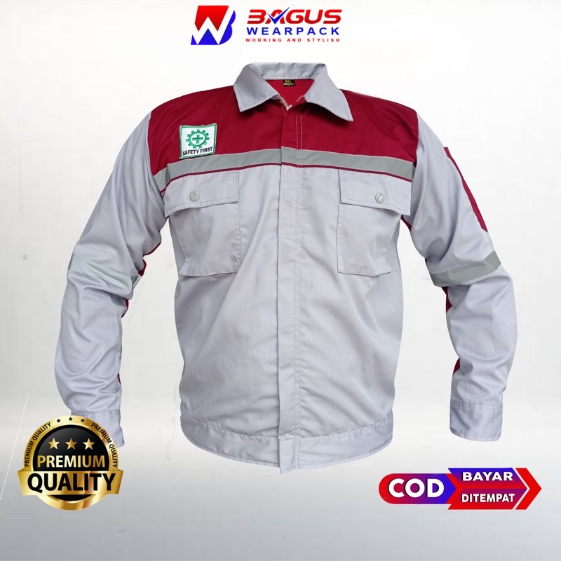 WEARPACK SAFETY / KEMEJA SAFETY / BAJU SAFETY LENGAN PANJANG / BAJU PROYEK KEREN / BAJU KERJA PRIA PROYEK / BAJU KERJA PIRA LAPANGAN / BAJU MEKANIK / BAJU WEARPACK / WERFAK PRIA KERJA / BAJU WEARPACK KERJA PROYEK / BAJU TAMBANG / ABUMUDA MAROON