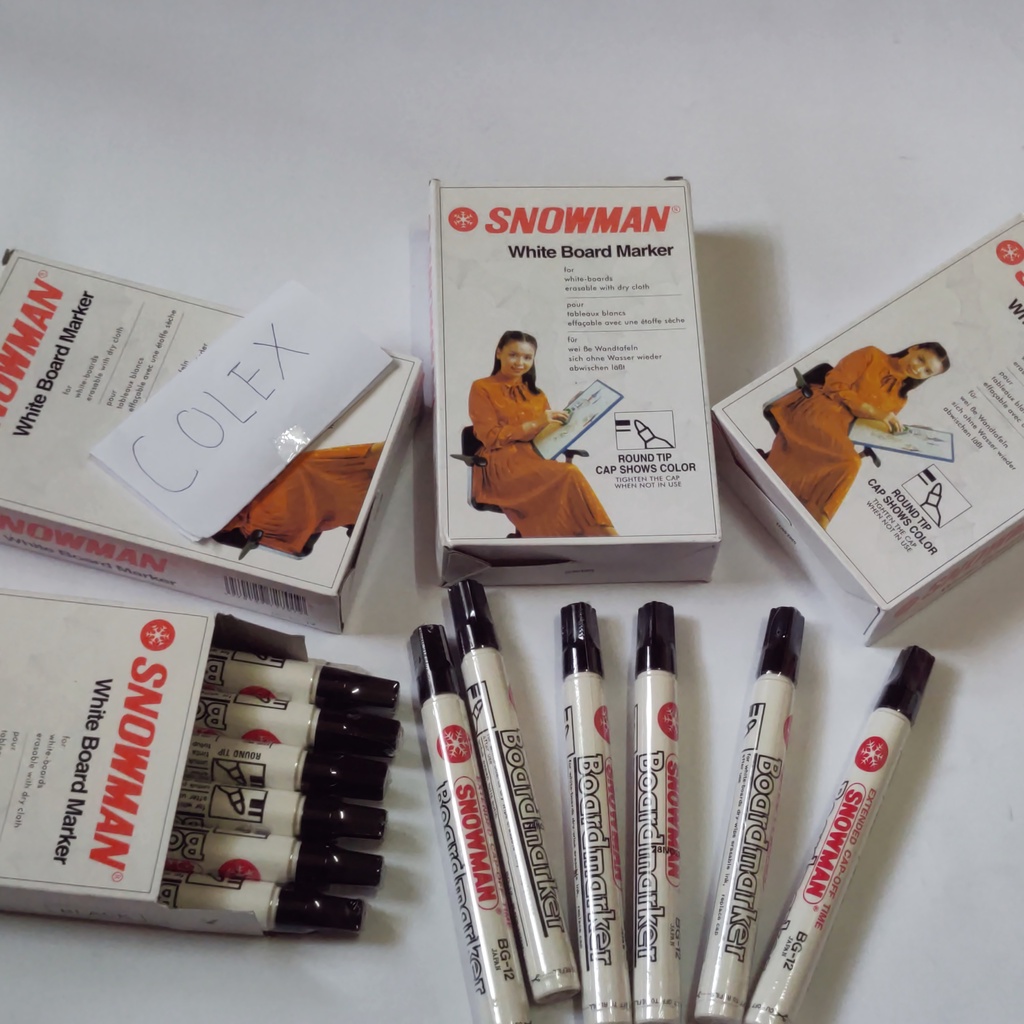 Jual Spidol Papan Tulis Spidol Whiteboard Marker Snowman Bg Warna Hitam Pcs Shopee