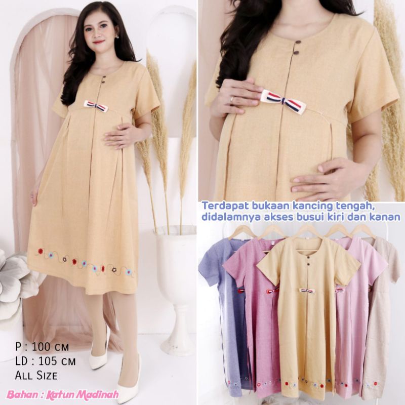 dress hamil motip simpel/dress hamil bahan katun premium/dress hamil/dress wanita hamil