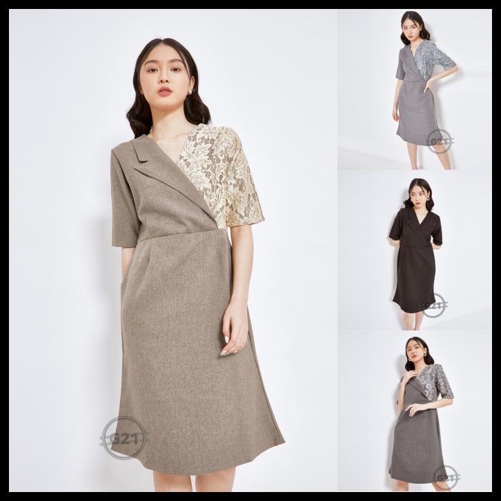 Midi Dress Wanita Hitam Polos Formal Kerja Kantor High Premium Quality
