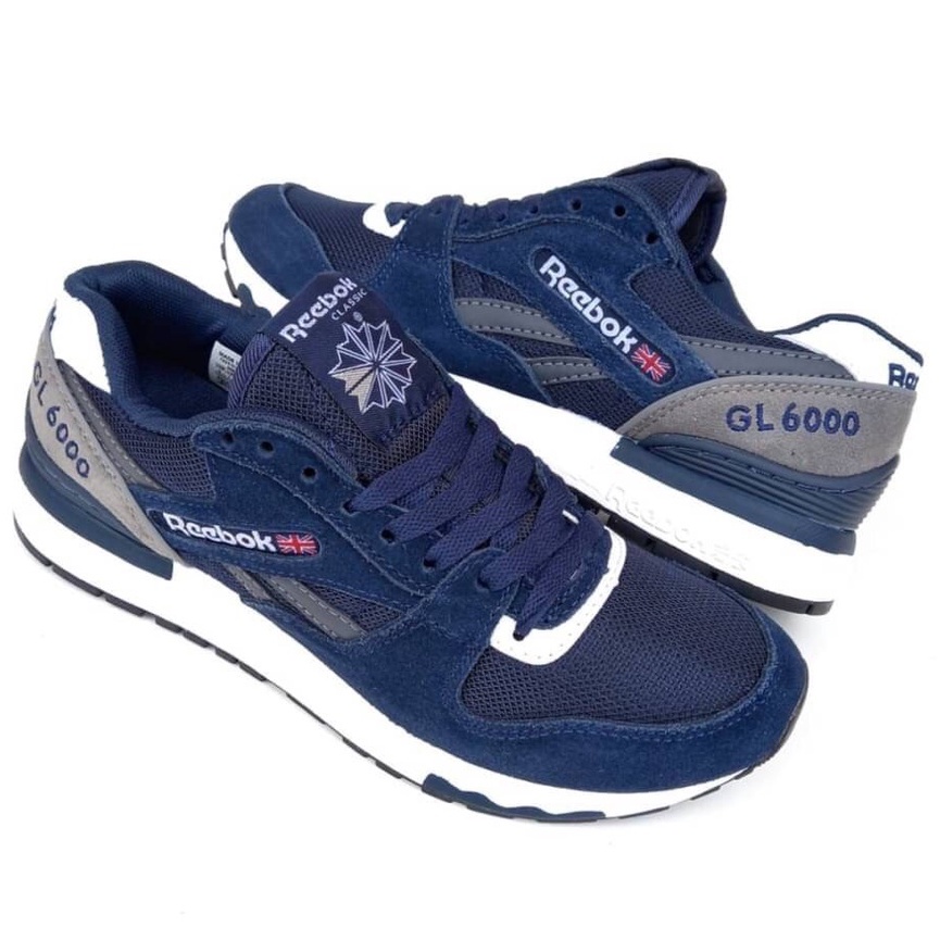 SEPATU REEBOK GL6000 NAVY GREY WHITE PREMIUM MIRROR BNIB VIETNAM IMPORT SNEAKERS PRIA OLAHRAGA RUNNI