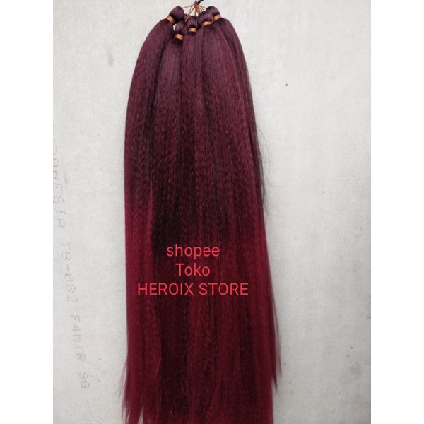 rambut cemara ombre mix 2 warna hitam merah maron