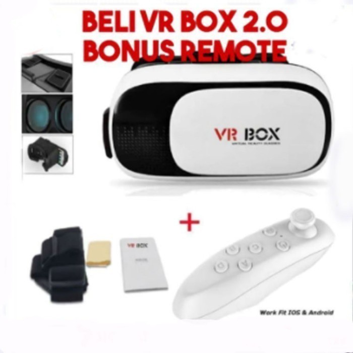 Vr Virtual 3D Reality Glasses Vr Box Plus Remote Vr Gear Box Generasi 2