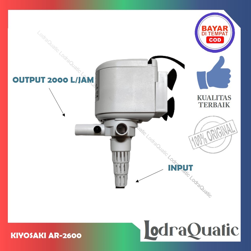 PROMO MURAH POMPA AIR AQUARIUM KIYOSAKI AR 2600 NAIK 1,8 METER 2000 LITER FILTER AQUARIUM SEDANG POMPA AIR HIDROPONIK AQUARIUM FILTER AQUARIUM MINI POMPA AQUARIUM BESAR POMPA AQUARIUM POMPA AQUARIUM HEMAT ENERGY POMPA AQUARIUM LOW WATT FILTER AQUASCAPE