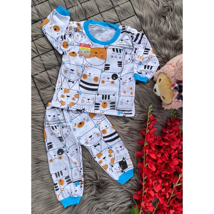 setelan baju anak laki-laki/perempuan lengan panjang 3-18 bulan motif lucu