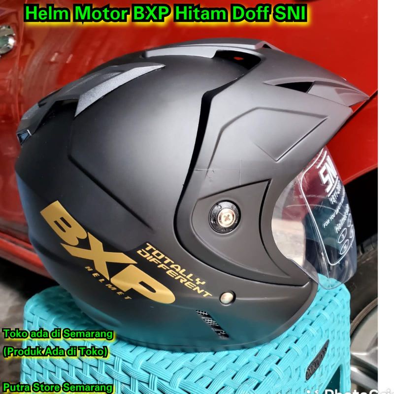 Helm Motor BXP SNI Hitam Doff Kaca Bening  Helm Sni Indonesia Helm Dewasa Helm Keren