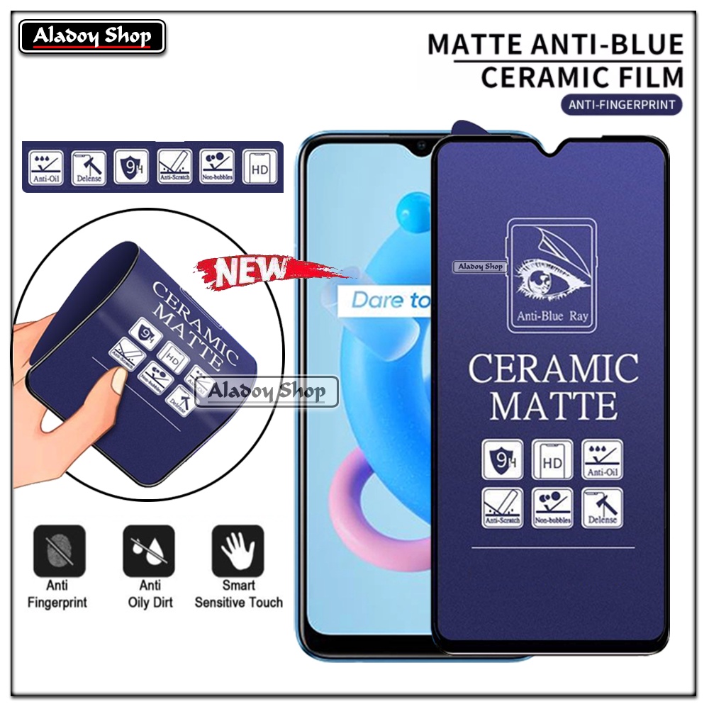 PAKET 3IN1 Anti Gores Blue Matte Anti Glare Realme C20 + Tempered Glass Camera dan Skin Carbon