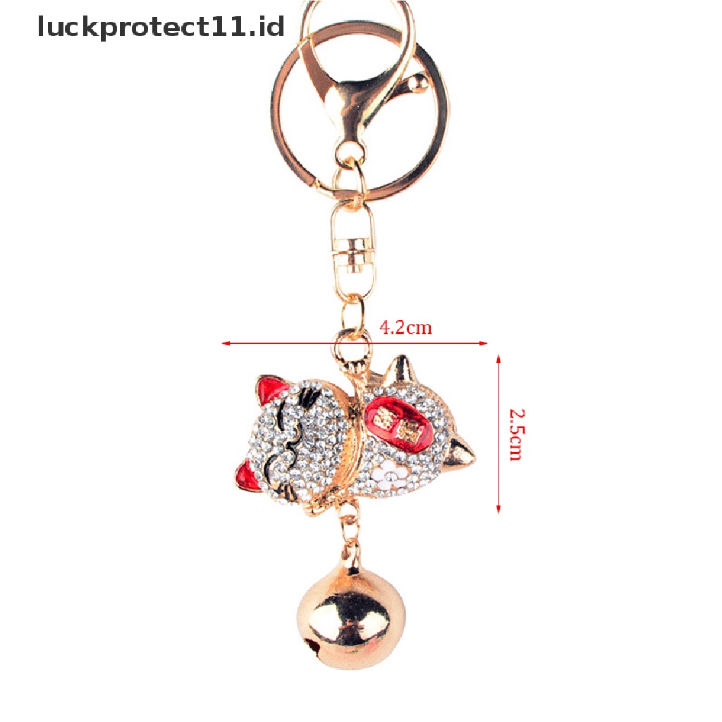 /Fashion Hot//// Gantungan Kunci Kristal Lucu Alloy Bell Besar Berlian Imitasi Jepang Lucky Cat Gantungan Kunci Mobil.