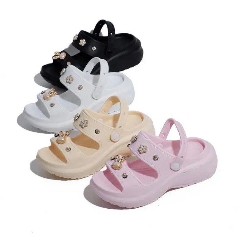 Sandal Wanita Jelly CROCSS Cartoon Beach Jibbit Rabbit Fashion Summer Import / Sandal Karet Jibbit Rabbit