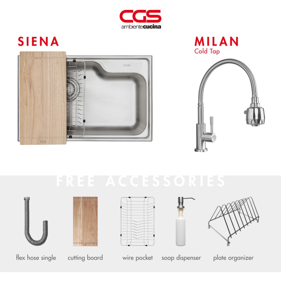 Paket Promo: CGS Siena Kitchen Sink + Kran Air CGS Milan