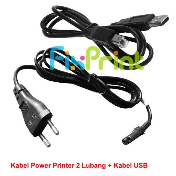 [P-6@8 ㊚) Kabel Power Printer Canon HP Epson 2 Lubang & Kabel USB Computer L120 L310 L360 L210 L220 