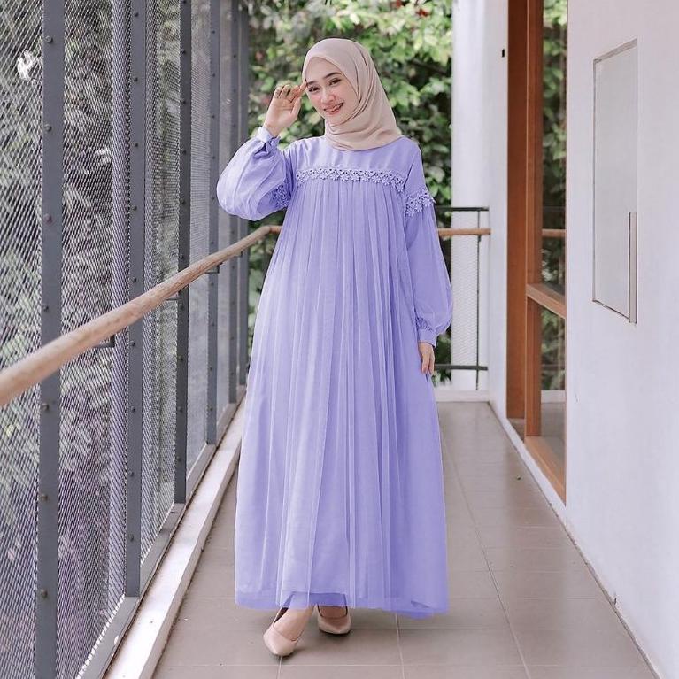 [G-V2V] ♫♪] MAXY NURAINI DWS, RENDA TILE, MOSCREPE, GAMIS HIJAB MUSLIM, DRESS, 3 UKURAN-premium