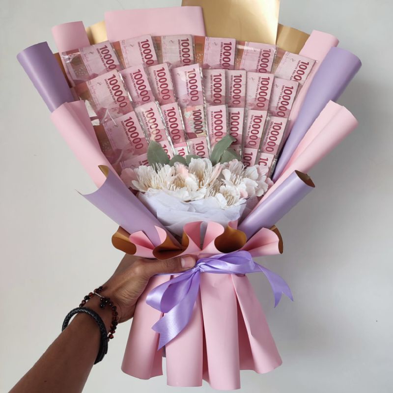 Buket bouquet wisuda pernikahan ulang tahun dan acara besar bisa request warna dan tambah kartu ucapan