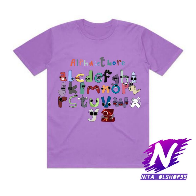 baju anak kaos anak alphabet lore A B C D E F G H I J K L M N O P Q R S T U V W X Y Z