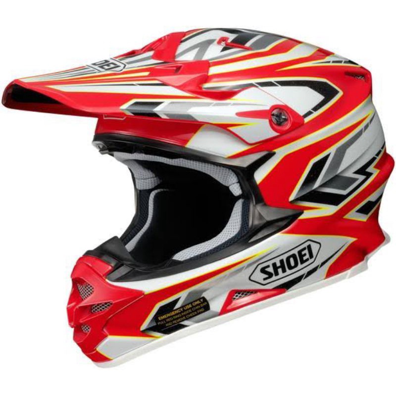 HELM CROSS SHOEI VF-X BLOCK PASS TC-1 RED WHITE