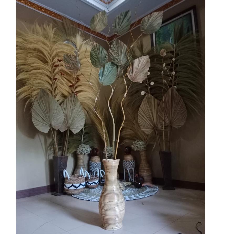 Hadir Termurah Dekorasi Daun Palem Kering/Palem Cabang/Palem Kering Mini Ulir Cabang/ Dekorasi Rusti