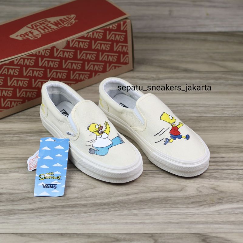 Sepatu Slip On Hitam Putih List Putih Og Waffle DT Murah