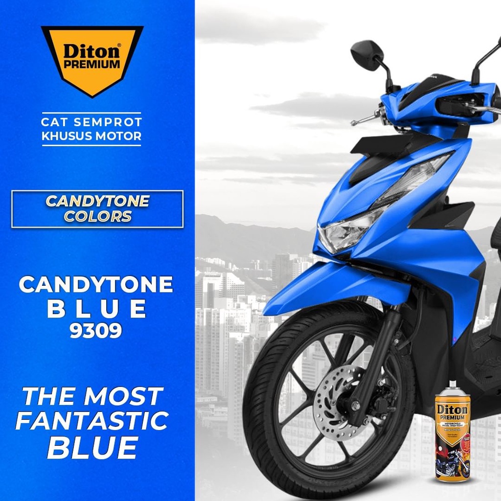 DITON PREMIUM 400CC CAT SEMPROT MOTOR CANDYTONE BLUE 9309 / AEROSOL SPRAY PYLOX / CANDY COLOR
