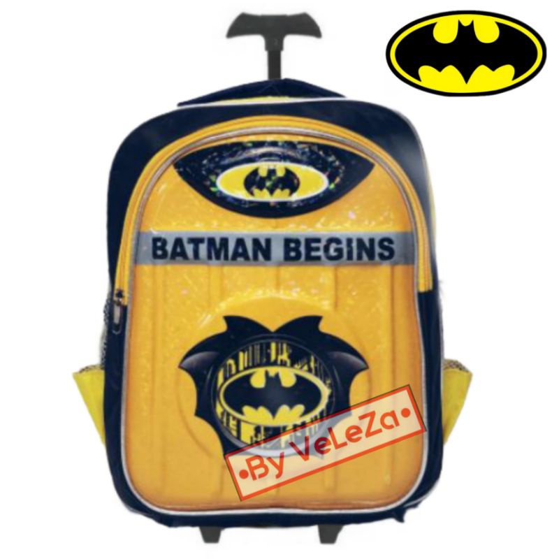 Tas Ransel Troli Anak Superhero LED Gambar 3Dimensi Tas SD