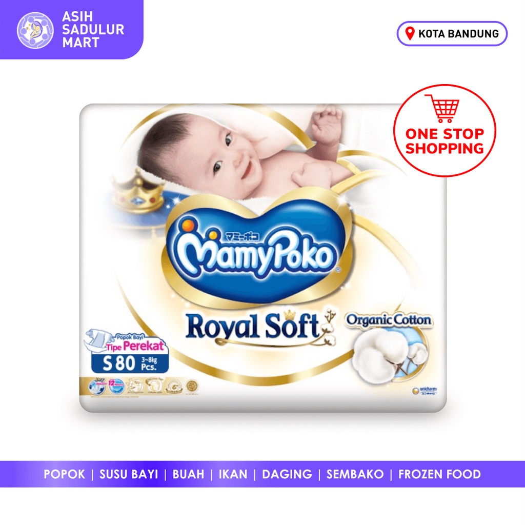 Popok Mamypoko Royal Soft S80 Perekat Extra Dry Bandung Murah Promo